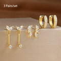 3 Pairs Exquisite Zircon Little Huggies Hoop Earrings Set for Women Stainless Steel Unique Cartilage Earring Piercing Jewelry