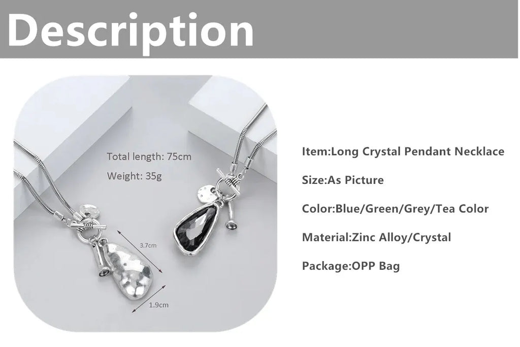 1 Simple And Personalized Long Heterosexual Oversized Irregular Crystal Talisman Sweater Chain Necklace