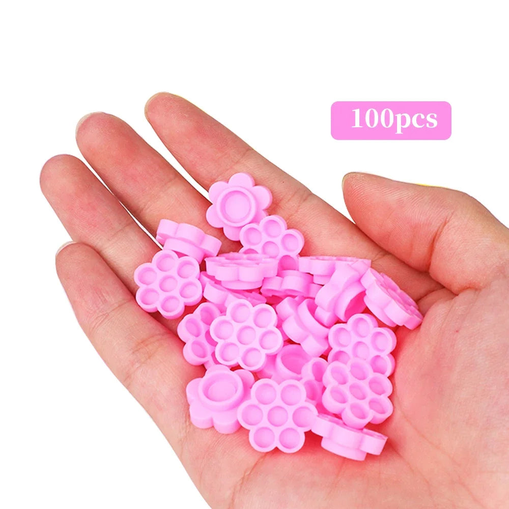 100pcs Eyelash Extension Glue Cup Honeycomb Shaped Tattoo Ink Pigment Holder Container Grafting Eyelashes Auxiliary Makeup Tool