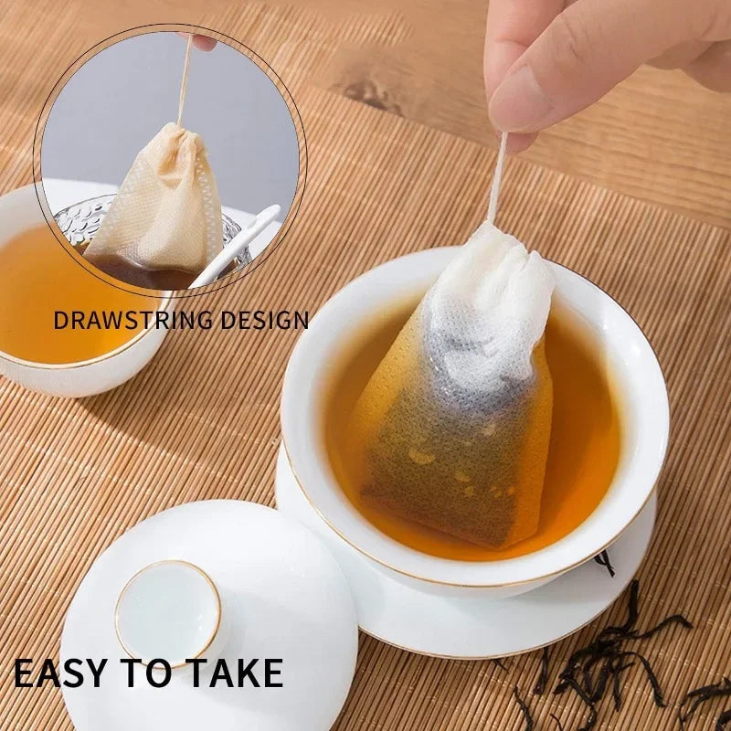 200/50PCS Disposable Tea Filter Bags Non-woven Fabric Tea Bag with Drawstring Kitchen Filter Paper for Coffee Herb Loose Tea