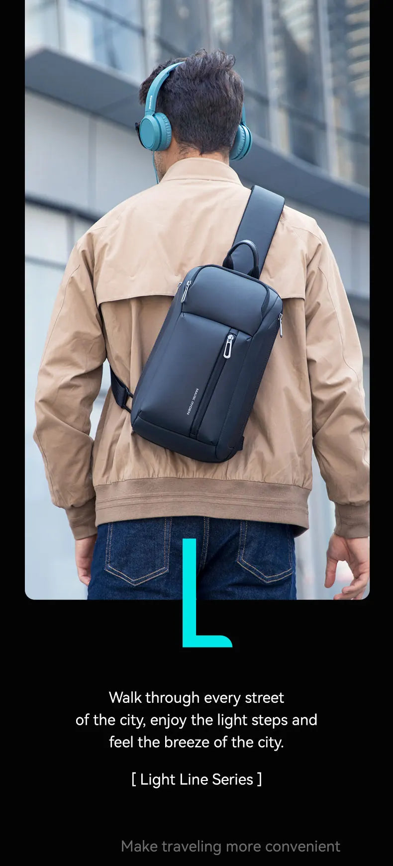 MarkRyden Colonne: Fashion Chest Bags Outdoor Leisure Waterproof Shoulder Crossbody Bag Large Space Chest Bag Men Sling Bag