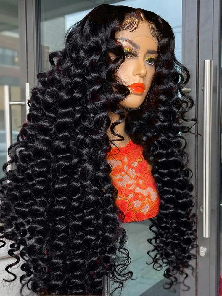 250 Density13x6 HD Transparen Loose Deep Wave Curly Lace Front Human Hair Wigs 13x4 Lace Frontal Brazilian Remy Hair Wig
