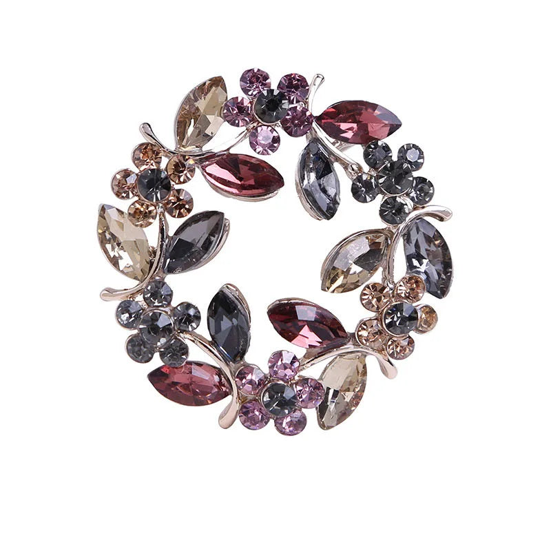 High-end exquisite leaf ring rhinestone brooch corsage collar pin pin jewelry clothing accessories