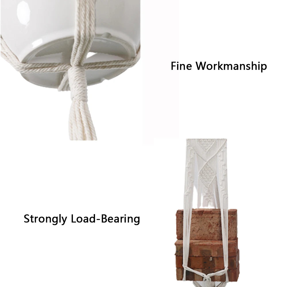 Garden Plant Hanging Basket Cotton Rope Hanger Plant Flower Basket Pot Planter Hanger Handmade Macrame Pot Pocket Home Decor 1pc