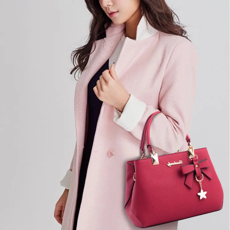 Yogodlns Elegant Women Messenger Bags with flower pendant Office Ladies Totes Pure Leather Handbag for female Crossbody Shoulder
