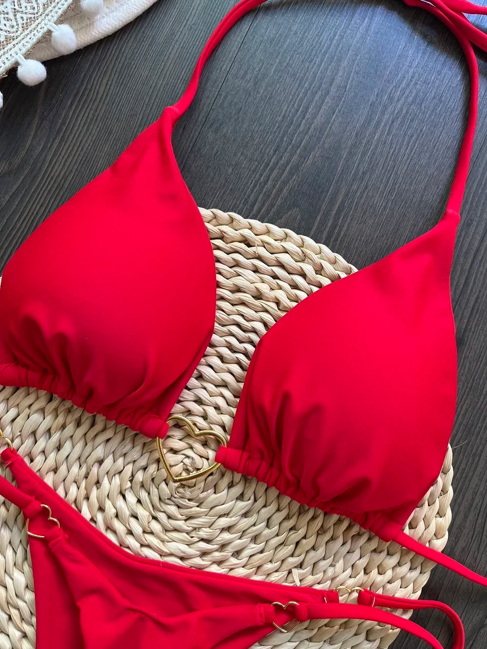 Sexy Halter Solid color Bikini Set Women's Swimsuit Two-piece Triangle Thong Swimwear Bathing Suit Brazilian Biquinis