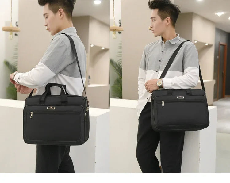Oxford Cloth Laptop Bags Men Large Capacity Briefcase Business Travel Shoulder Pouch