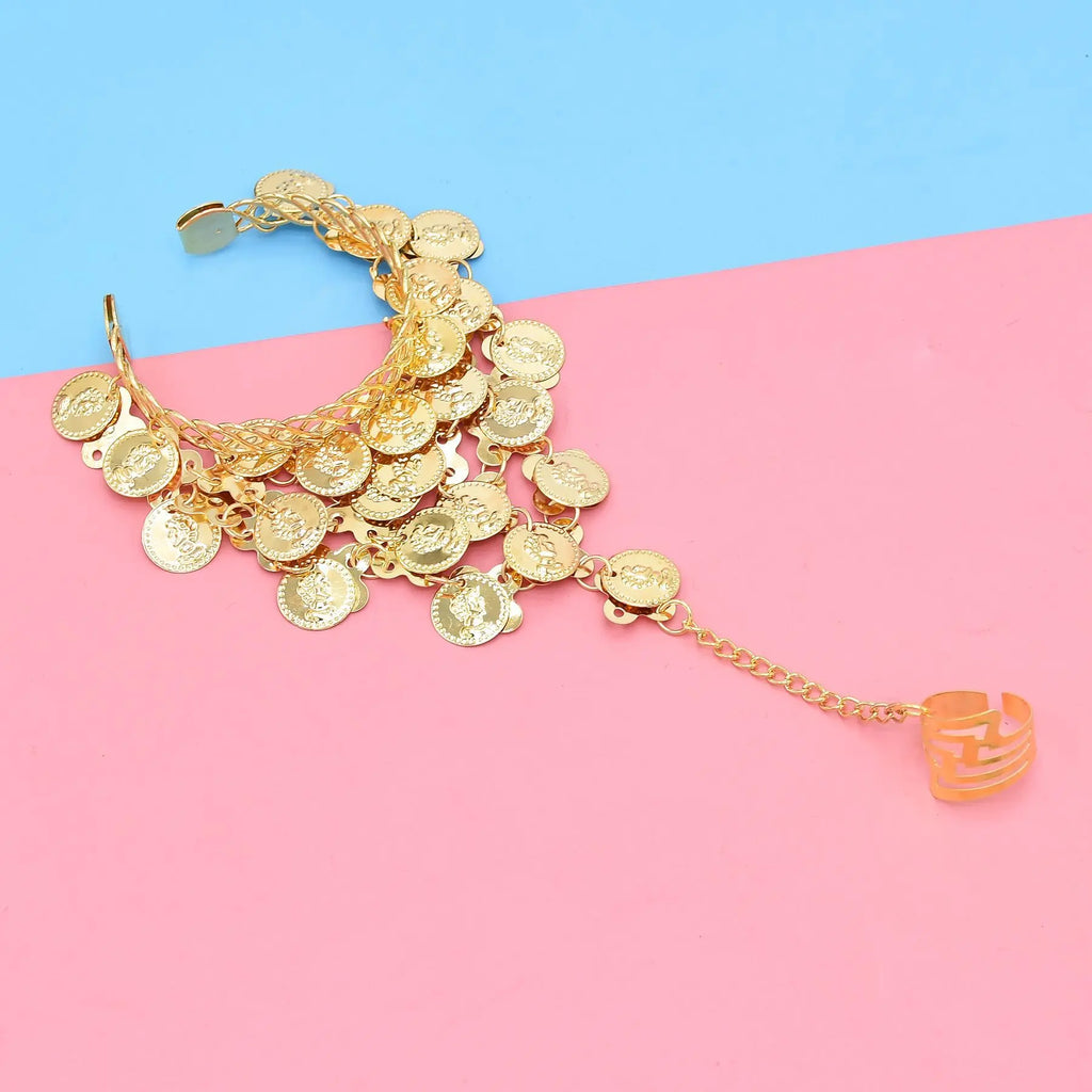 Indian Dance Jewelry Set – Necklace, Headwear, Earrings & Bracelet for Women's Party