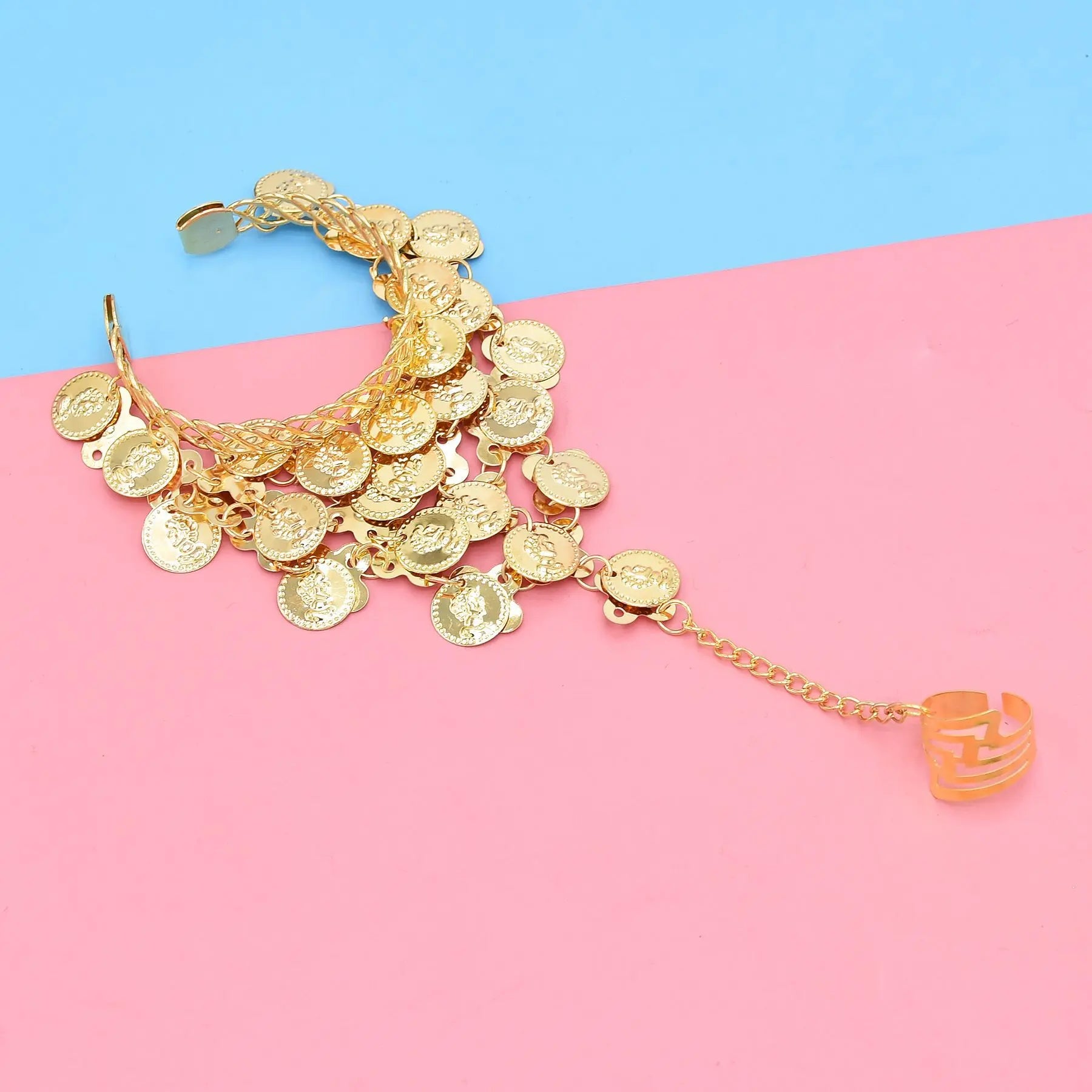 Indian Dance Jewelry Set – Necklace, Headwear, Earrings & Bracelet for Women's Party