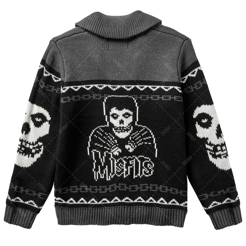 Y2K Gothic Ghost Print Harajuku Sweater – Men's & Women's Long Sleeve Warm Coat