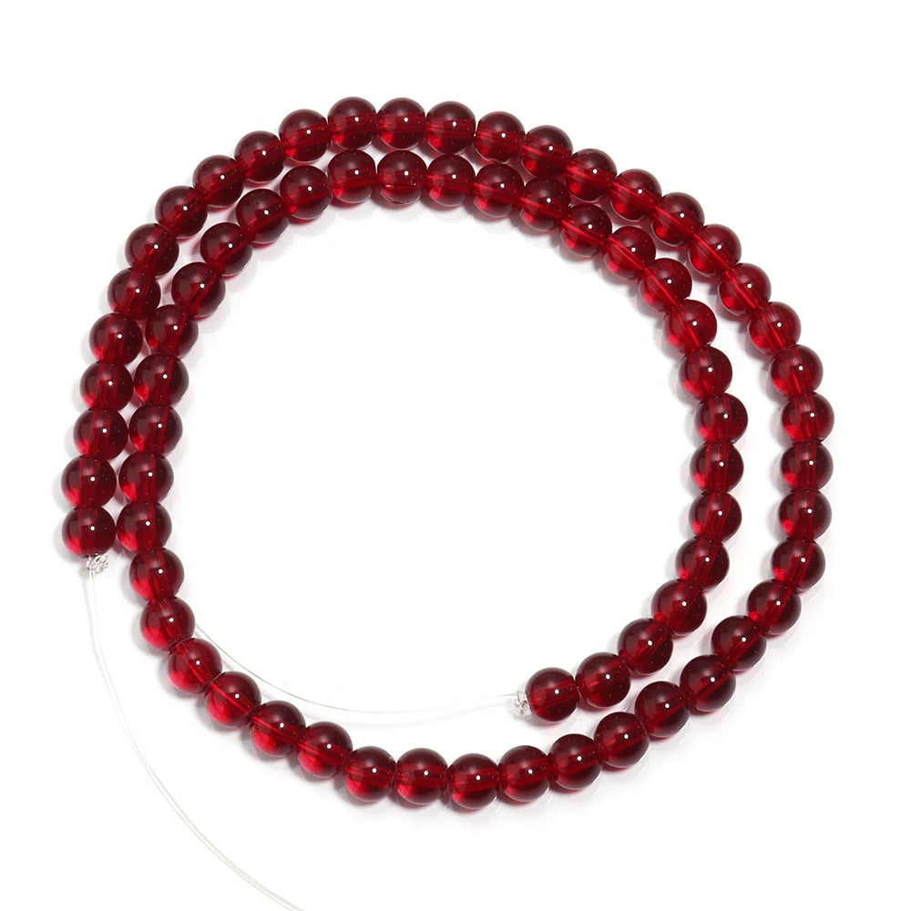 1 Strand Red Glass Beads 4/6/8/10/12mm Round Crystal Loose Spacer Bead for Jewelry Making Stuff DIY Necklace Bracelet Wholesale
