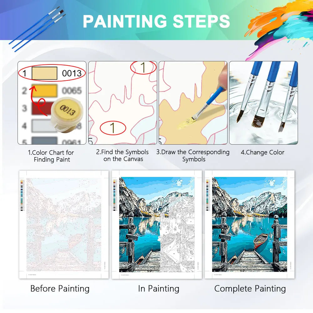 HUACAN Paint By Numbers Kit | City Street Autumn Landscape | DIY Acrylic Canvas Painting | Beginner-Friendly Home Decor Art