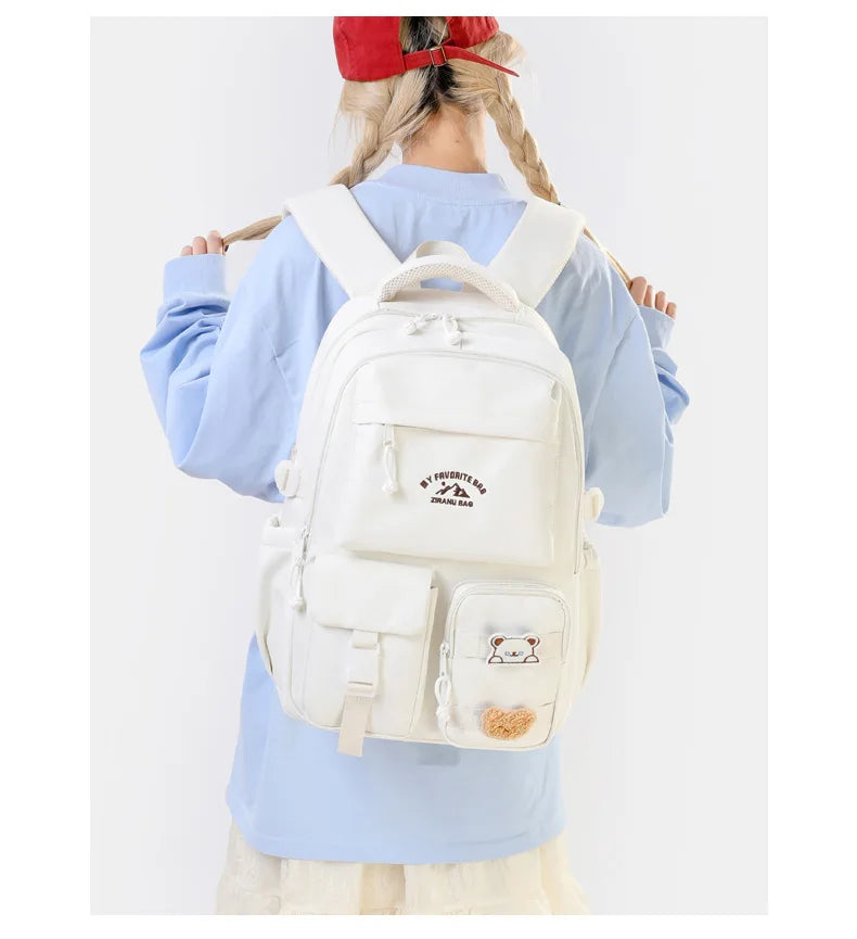 Korean Style Daily Backpack For Women Packsack Waterproof nylon Fabric Travel Backpacks Girls School Bag Teenagers Casual Bags