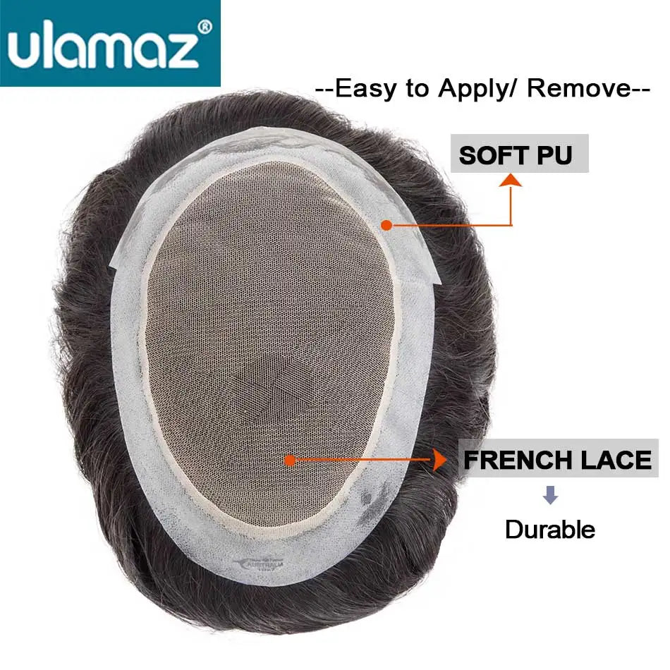 Australia Toupee Hair Men Wig French Lace Men's Wig System Unit Capillary Male Hair Prosthesis Natural Wigs For Men Human Hair