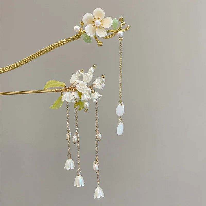 Charm Metal Hairpins Retro Antique Tassel Phoenix Student Pearl Rhinestone Butterfly Hair Stick Jewelry Wedding Hair Accessories
