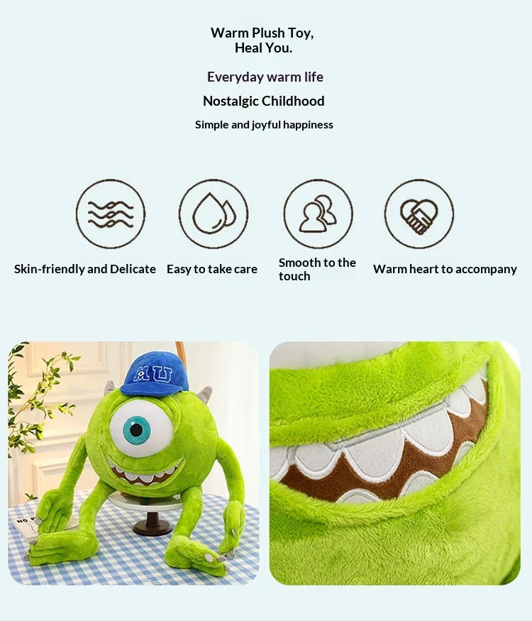 Mike Wazowski Plush Toy | Monsters University Stuffed Animal | Soft PP Cotton | 35cm, 60cm & 80cm