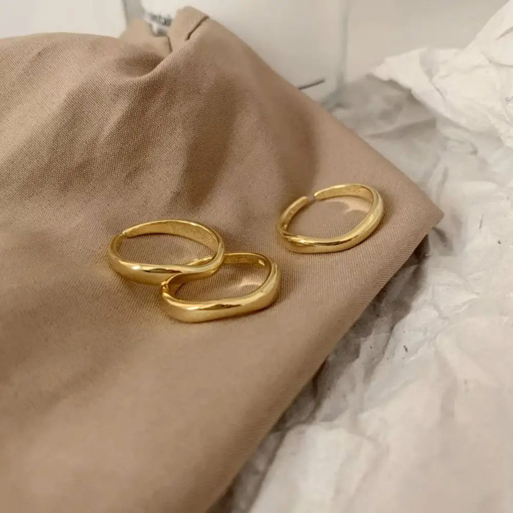 1/3 PCS Stackable Stainless Steels Adjustable Ripple Rings 18K Plated Gold Silver Minimalist Irregular Rings for Women Jewelry