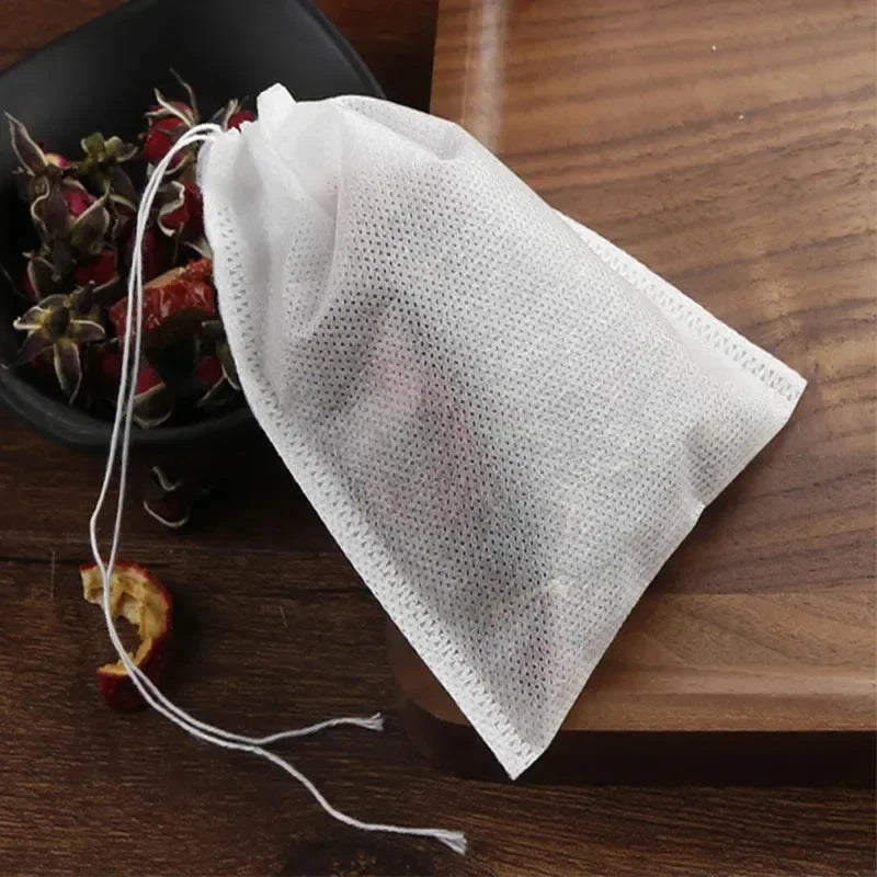 200/50PCS Disposable Tea Filter Bags Non-woven Fabric Tea Bag with Drawstring Kitchen Filter Paper for Coffee Herb Loose Tea