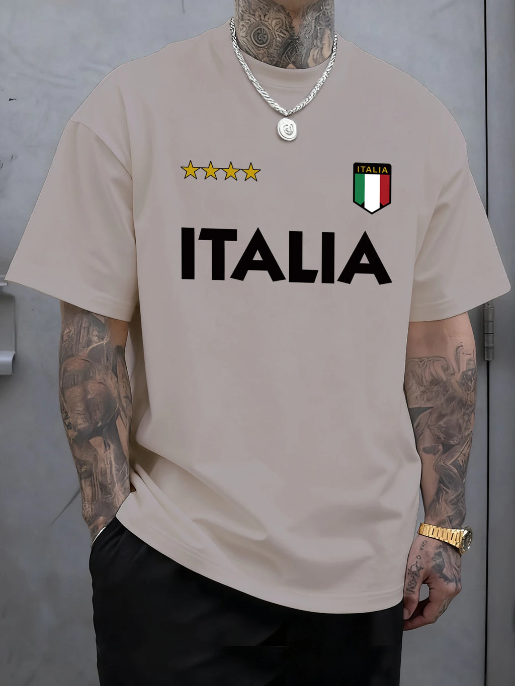 Italian Flag T-Shirt – Unisex Oversized Cotton Casual Summer Tee