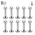 10Pc/50Pc G23 Ttianium Labret Ear Lip Stud Jewelry Square CZ Stone Cartilage Tragus Earring Tongue studs Threaded Body Jewelry