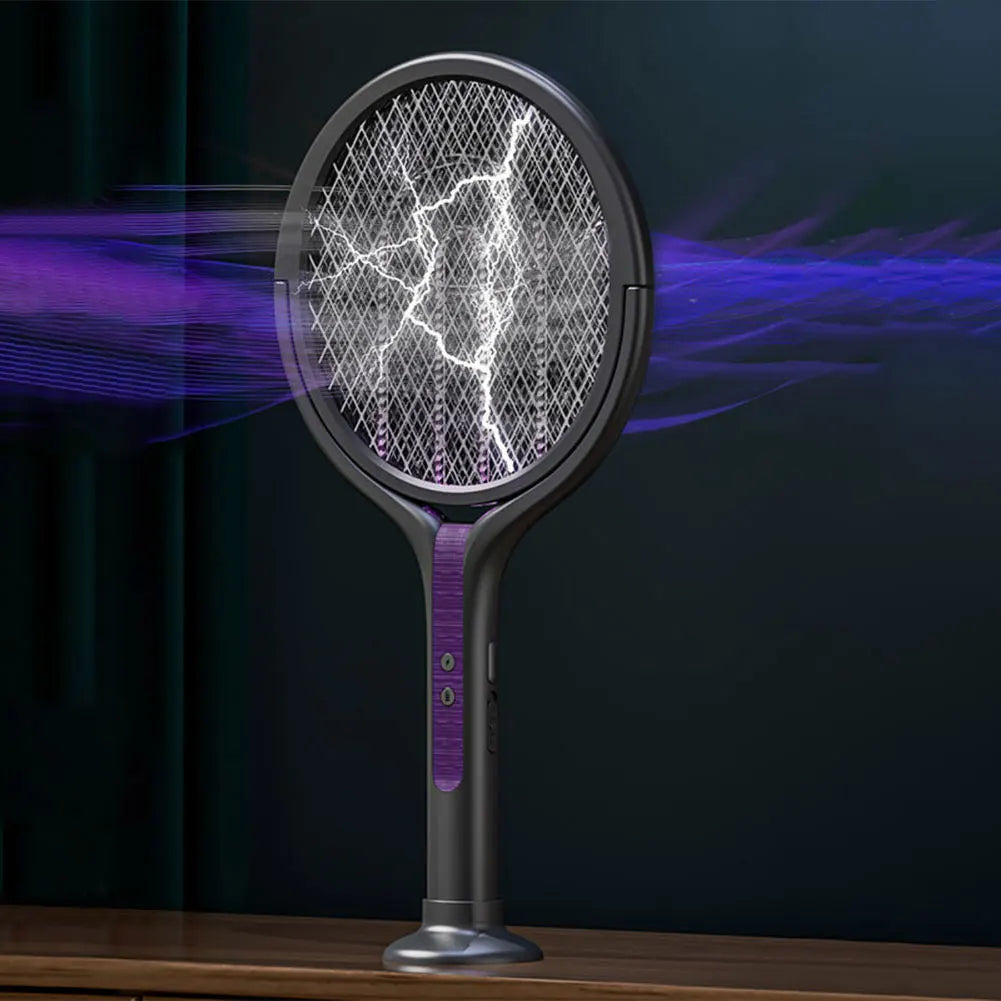 Rotating Head Electric Fly Swatter Rechargeable Fly Zapper 2 in 1 Fly Killer and Mosquito Trap Lamp for Indoor Outdoor