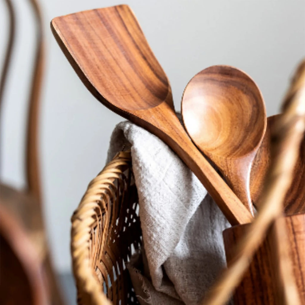 Wood Kitchenware Cooking Set – Natural Wooden Kitchen Utensils for Home Cooking