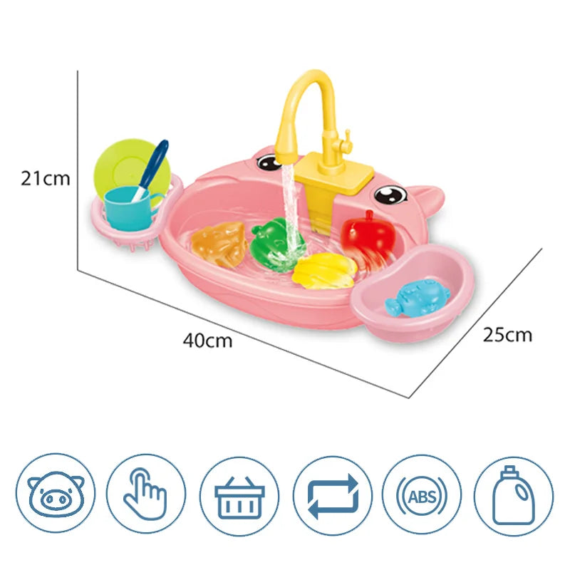 Kids Mini Sink Kitchen Toy Set Dishwashing Simulated Educational Play House Games Sink Set Children Christmas Gift Kitchen Toys
