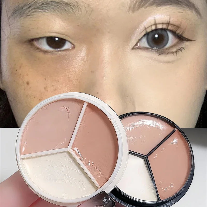 3-Color Concealer Palette High Coverage Concealer Cover Anti Dark Circle Freckle Natural Finish Foundation Face Makeup Base