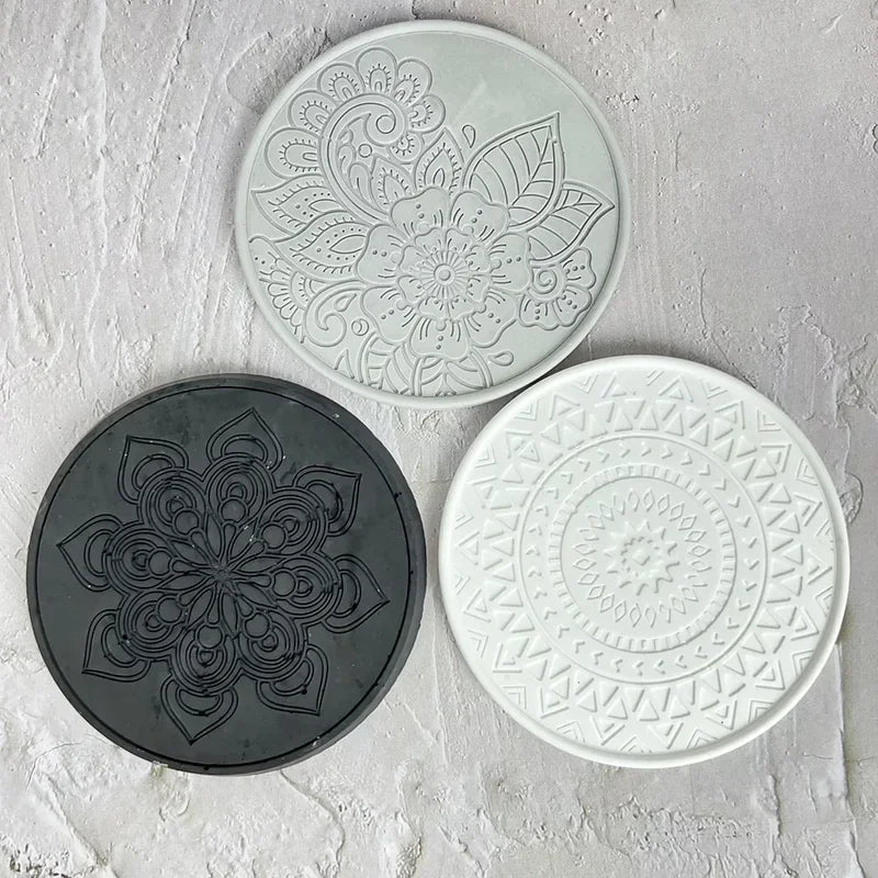Round Coaster Silicone Mold | DIY Epoxy Resin & Concrete Flower Coaster Mold | Coffee & Wine Glass Home Decor Craft