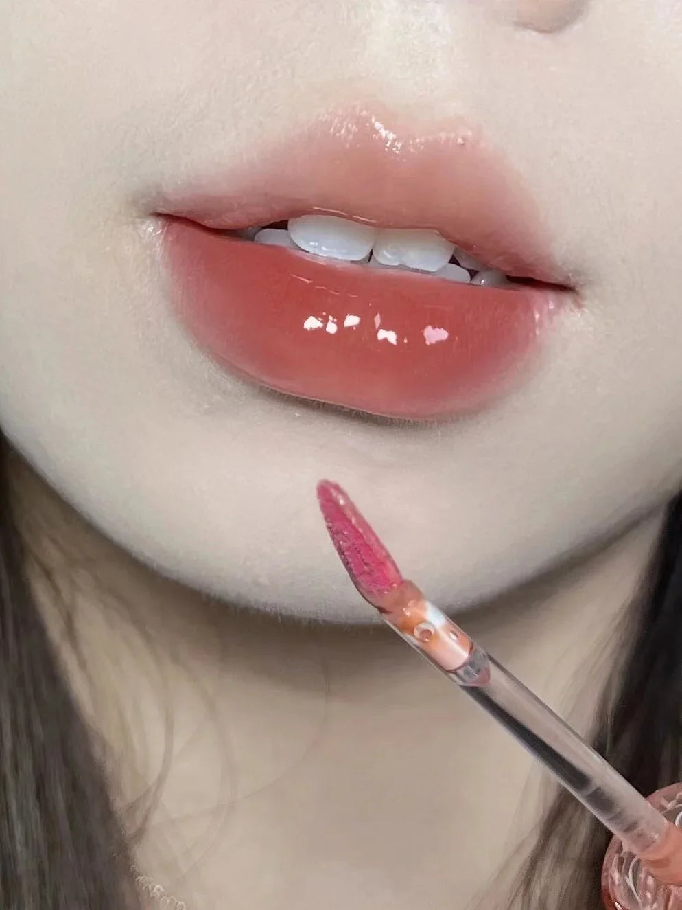 Cherry Pink Mirror Water Lip Gloss Lip Glaze Transparent Glass Lip Oil Waterproof Liquid Lipstick Nude Brown Clear Tint Makeup