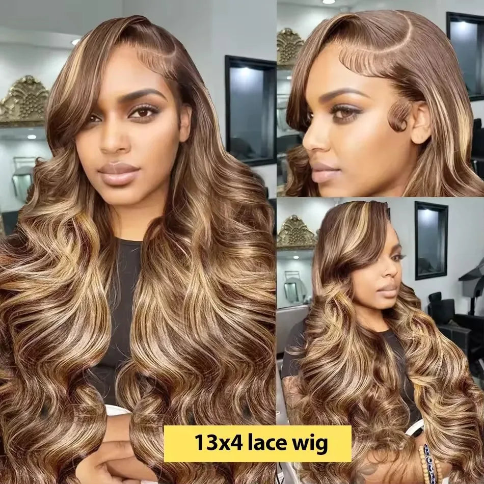 4/27 Blonde Pre Plucked Wigs 13x6 Hd Transparent Body Wave Lace Front Wig Colored Highlight Human Hair Wigs For Women Brazilian