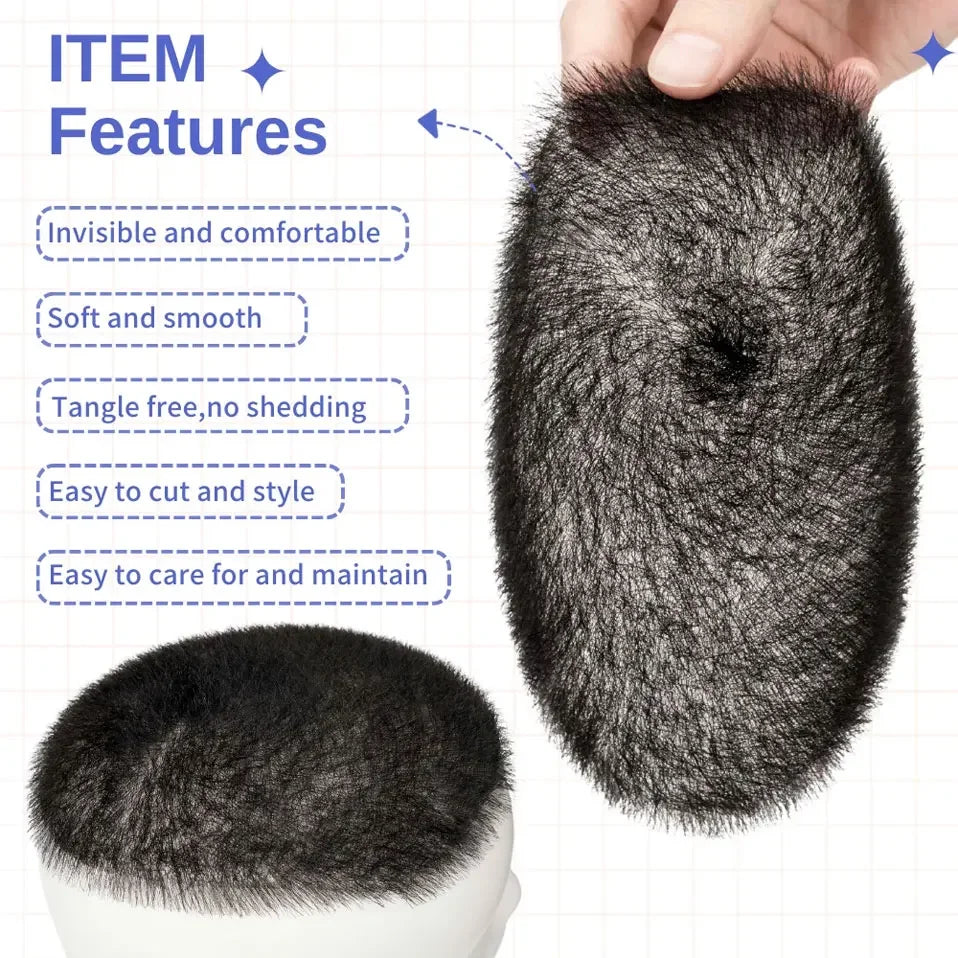 Men's Buzz Cut Toupee | 100% Human Hair | Super Thin PU Skin Base | Natural Black & Blonde