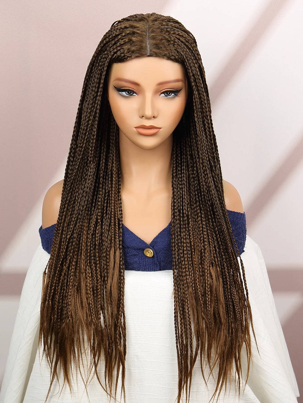 Premium Synthetic Braided Wigs Ombre Colors Protective Style Machine Made Braided Wig 32 inch Long Wigs For Black Women