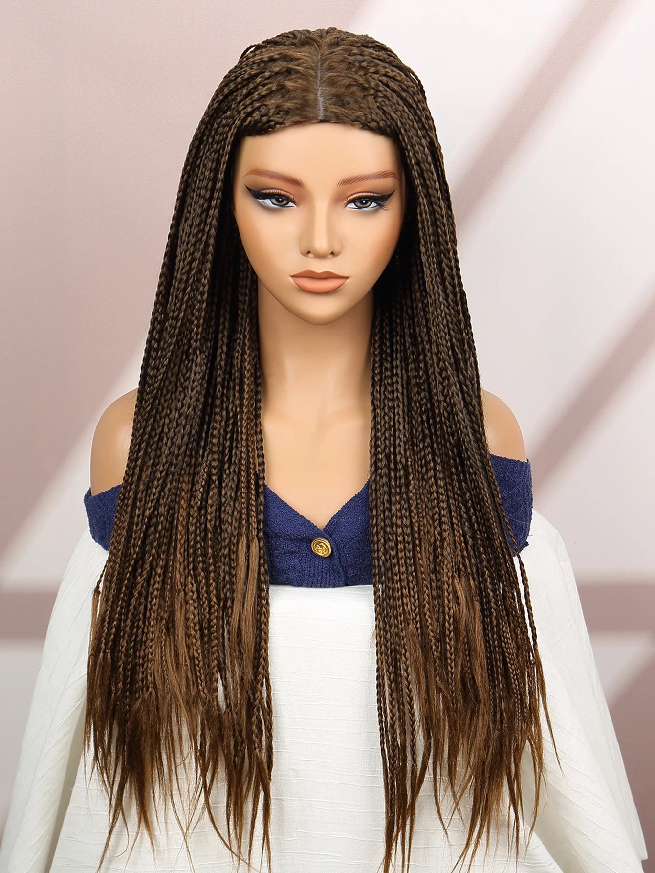 Premium Synthetic Braided Wigs Ombre Colors Protective Style Machine Made Braided Wig 32 inch Long Wigs For Black Women
