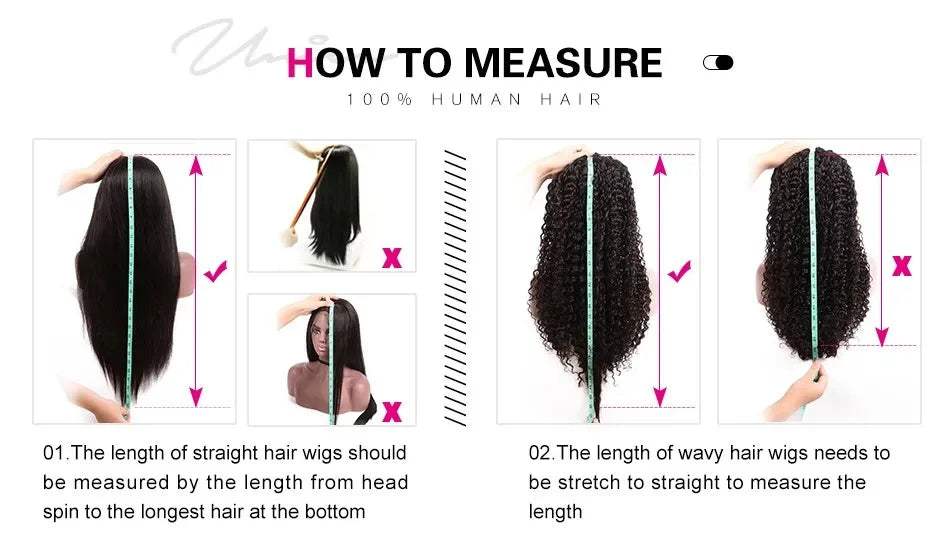 UNice 7x5 & 13x4 Lace Water Wave Human Hair Wig With Drawstring & Baby Hair Pre Cut Pre Bleached Glueless Wig
