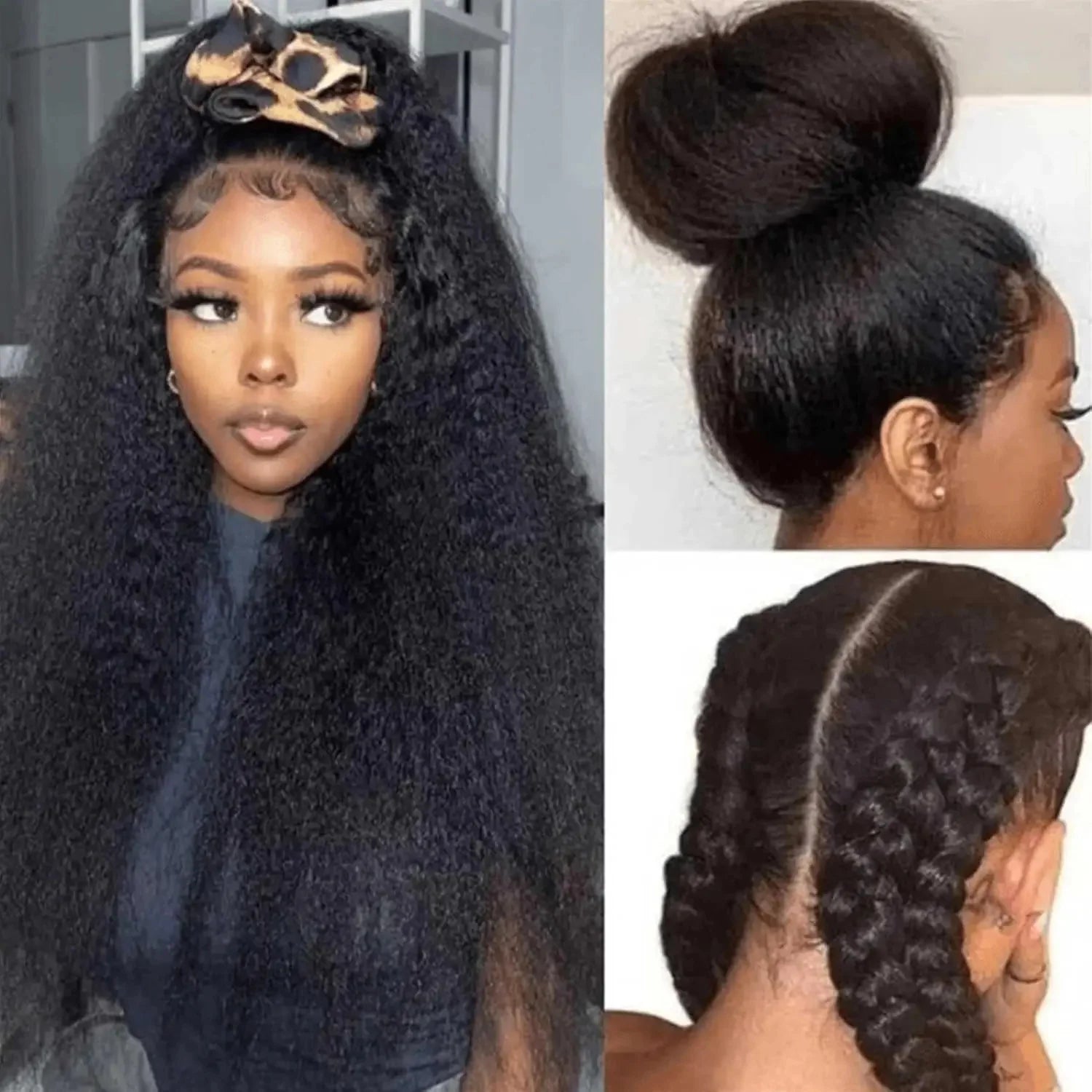 Glueless Kinky Straight Short Human Hair Wig 4x4 13x4 Frontal HD Transparent Lace Peruvain Remy Soft Yaki Wig Ready To Wear