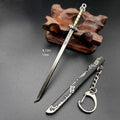 Many models of metal scabbard of famous ancient swords, keychain pendant of small unopened blade weapons