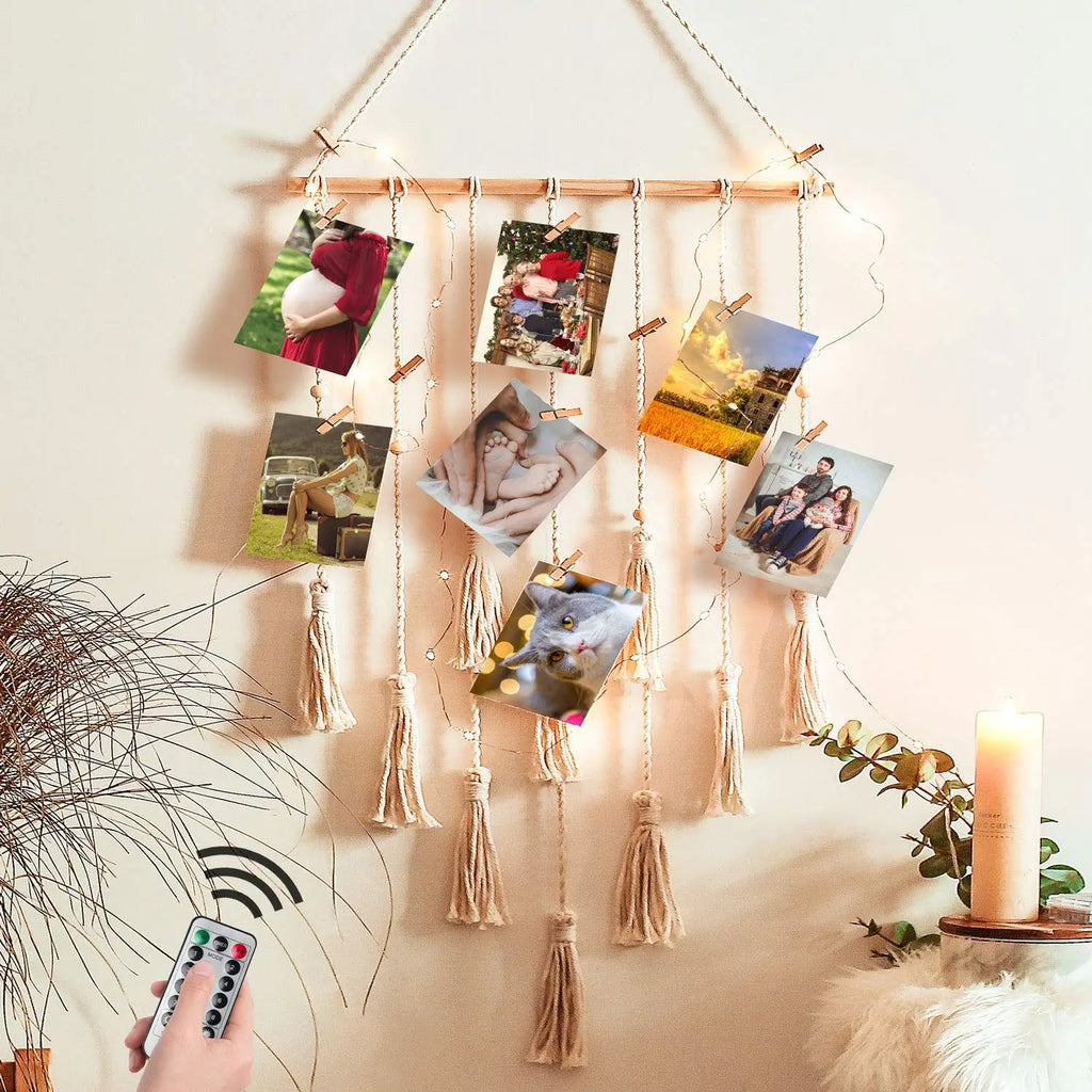 DIY Photo Display Macrame Wall Hanging Hanging Wall Pictures Boho Home Decor Kids Baby Room Decoration Gift Friend And Family