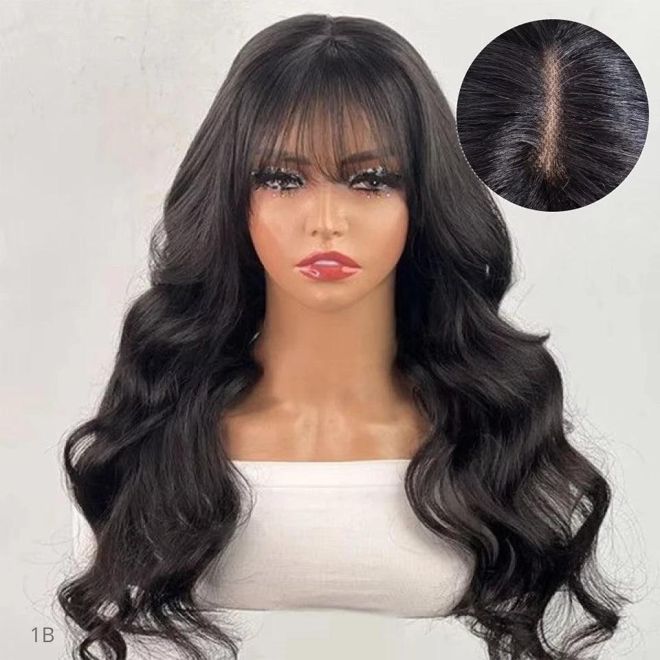 TOP Line 3x1 Middle Part Lace Wigs with Bangs Body Wave 100% Human Hair Wig Cheap Wig Brazilian Remy Bob Wigs For Black Women