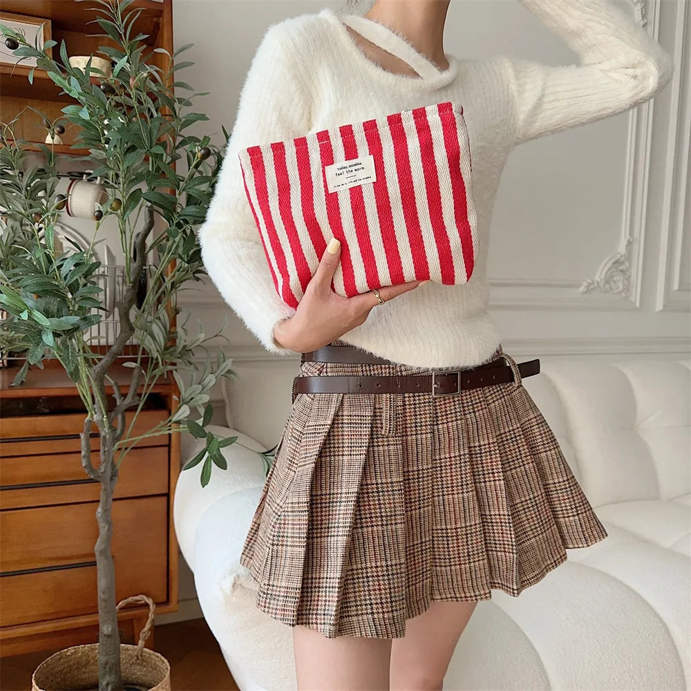 Stripe Cosmetic Bag Waterproof Women Cosmetic Bag Small Bag Storage Makeup Case,Travelling Pouch Organizer for Lady