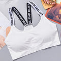 Women's Wireless Sports Yoga Crop Top – Seamless Activewear with Wide Letter Straps