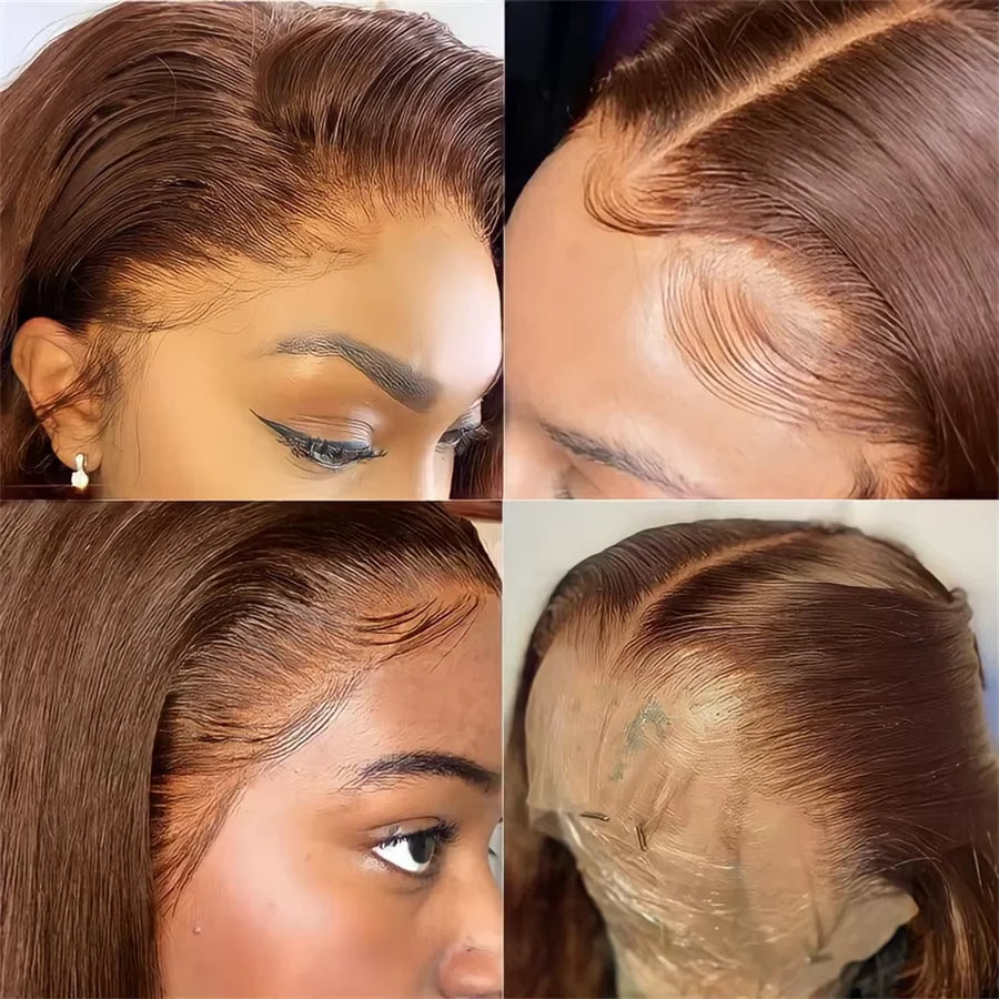 13x4 Straight Chocolate Brown Lace Front Human Hair Wigs Colored Pre Plucked Dark Brown 13x6 Hd Lace Frontal Wig Human Hair