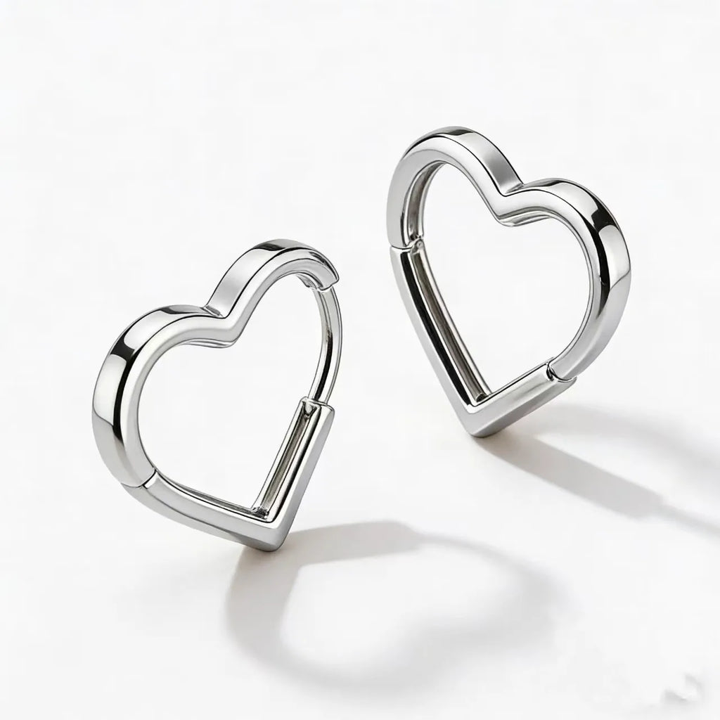 Heart Hoop Earrings Gold Color Metal Love Earrings Minimalist Fancy Girl Gift Fashion Jewelry for Women