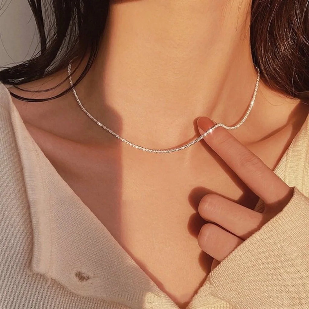 Silver Plated Starry Sky Collarbone Necklace & Bracelet Set – Women's Minimalist Jewelry