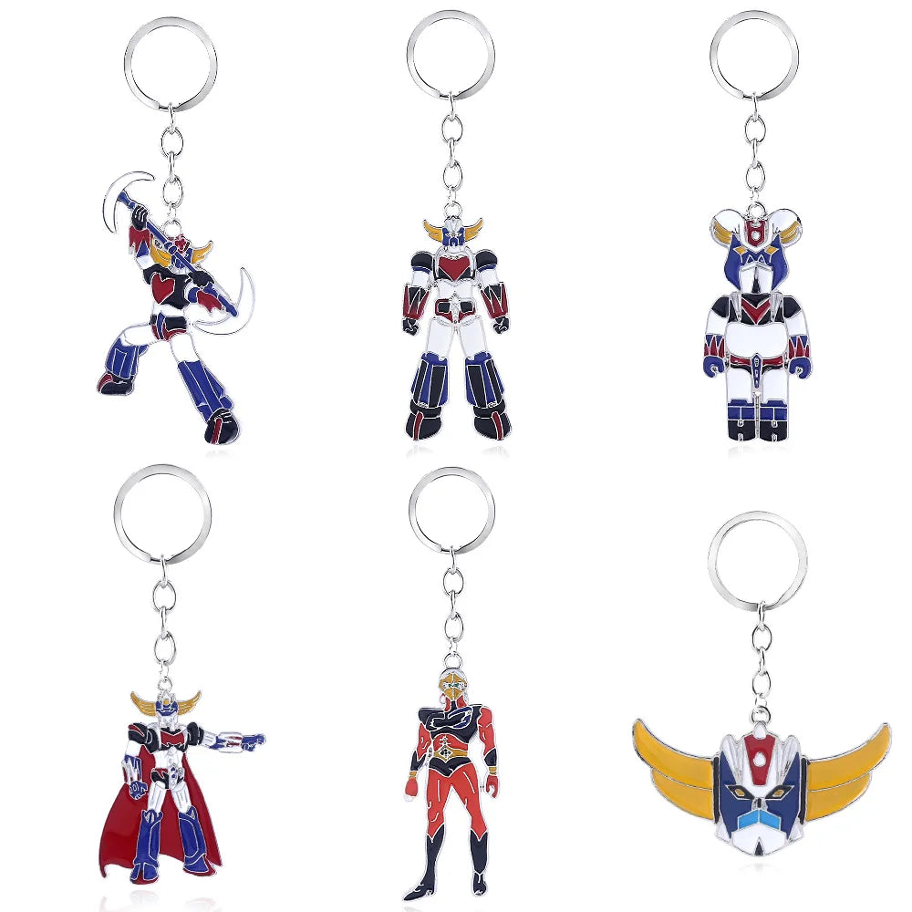 Japanese Comic Mazinger Z Pendant Keychain UFO Liantaisha Robot Grendizer Logo Keyring for Men Car Backpack Jewelry Accessories