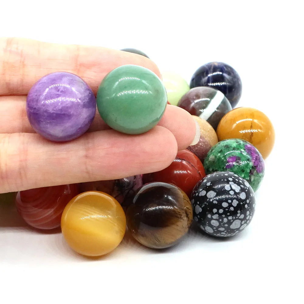 Black Agate Crystal Sphere | 20mm Natural Stone Healing Ball | DIY Jewelry, Meditation & Home Decor | 1–20pcs