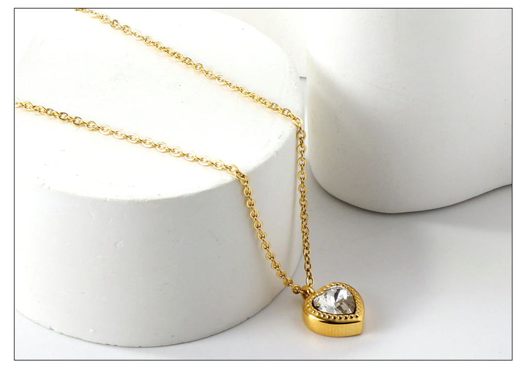 Luxury Heart Zirconia Jewelry Set – Elegant Necklace & Earrings for Women