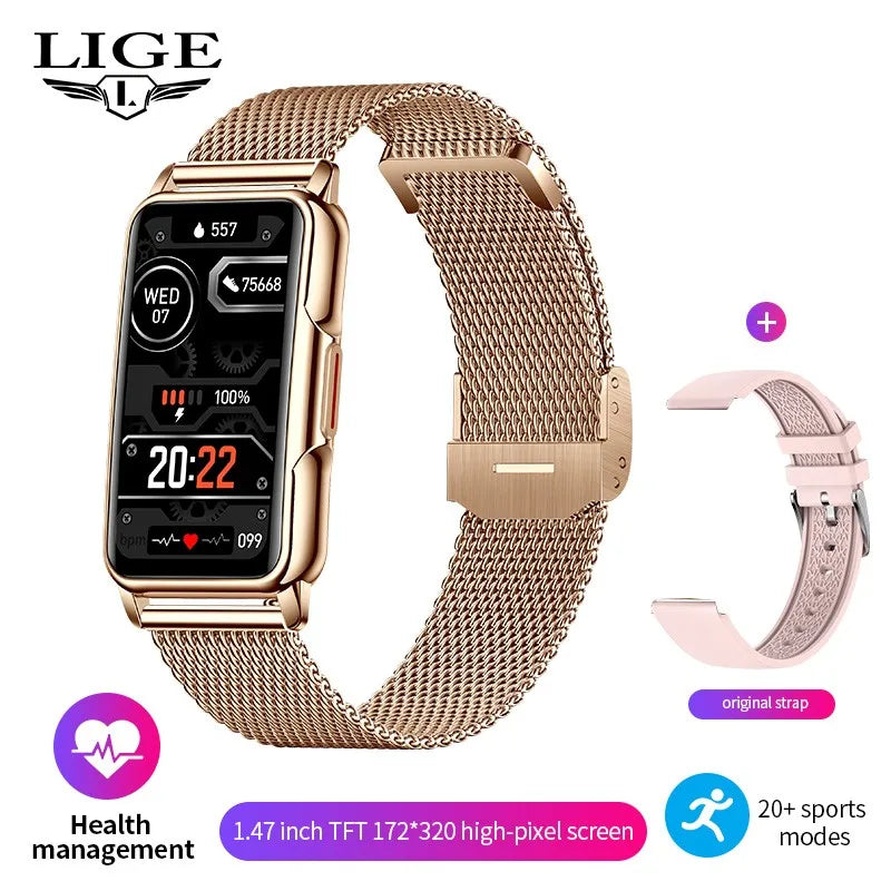 LIGE Women's Smartwatch – 1.47" Bluetooth Fitness Bracelet with Blood Oxygen & Sleep Monitor