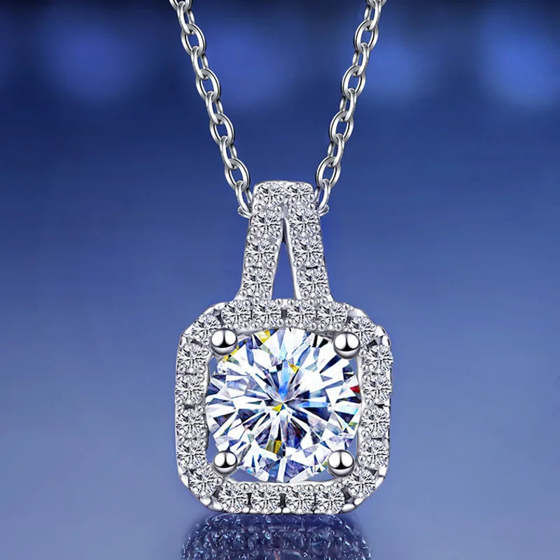 JoyceJelly S925 Sterling Silver Moissanite Diamond Jewelry Set – 1 Carat Necklace, Ring & Earrings