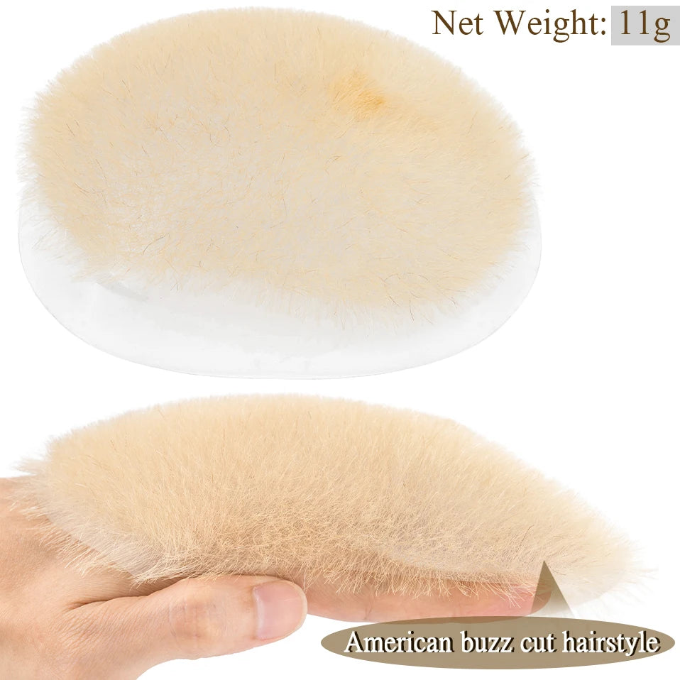 Men's Buzz Cut Toupee | 100% Human Hair | Super Thin PU Skin Base | Natural Black & Blonde